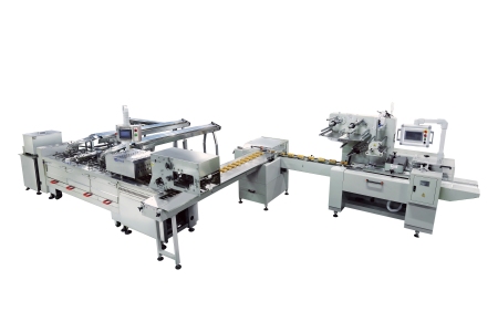 biscuit sandwich machine connected on edge packing machine